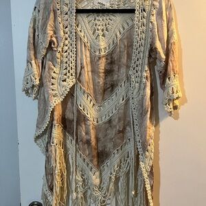Bohemian Crochet Fringe Kimono